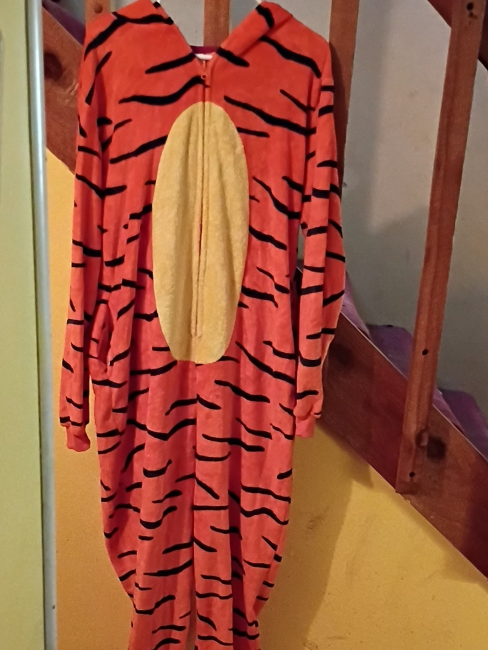 Kling Orange Tiger-Stripe Kids Pajama Onesie with Yellow Belly